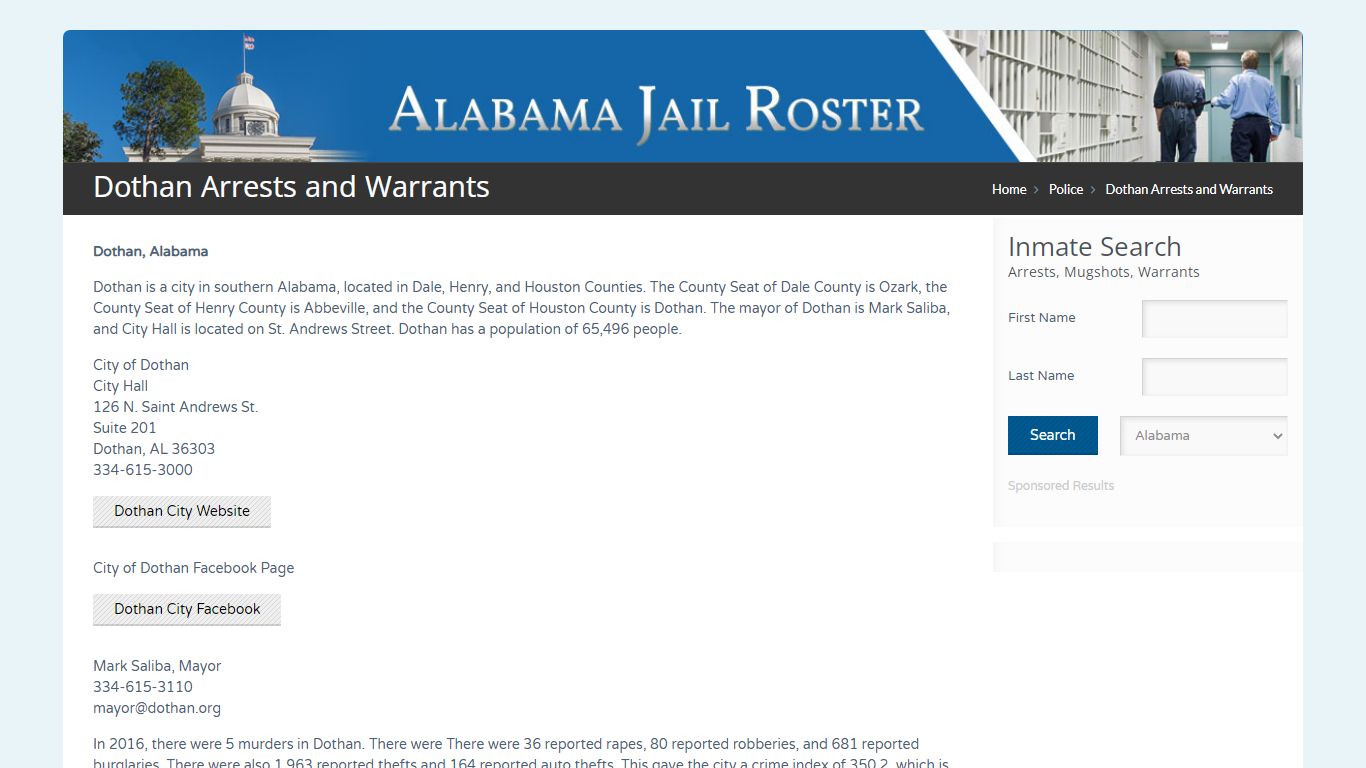 Dothan Arrests and Warrants | Alabama Jail Inmate Search